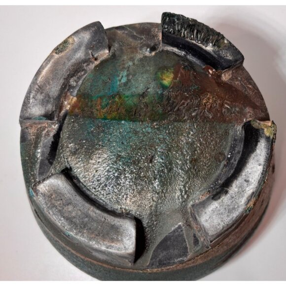 Handmade Raku Studio Pottery Vase Multicolor Glaze, Footed Base, Signed by Artis - Picture 6 of 7